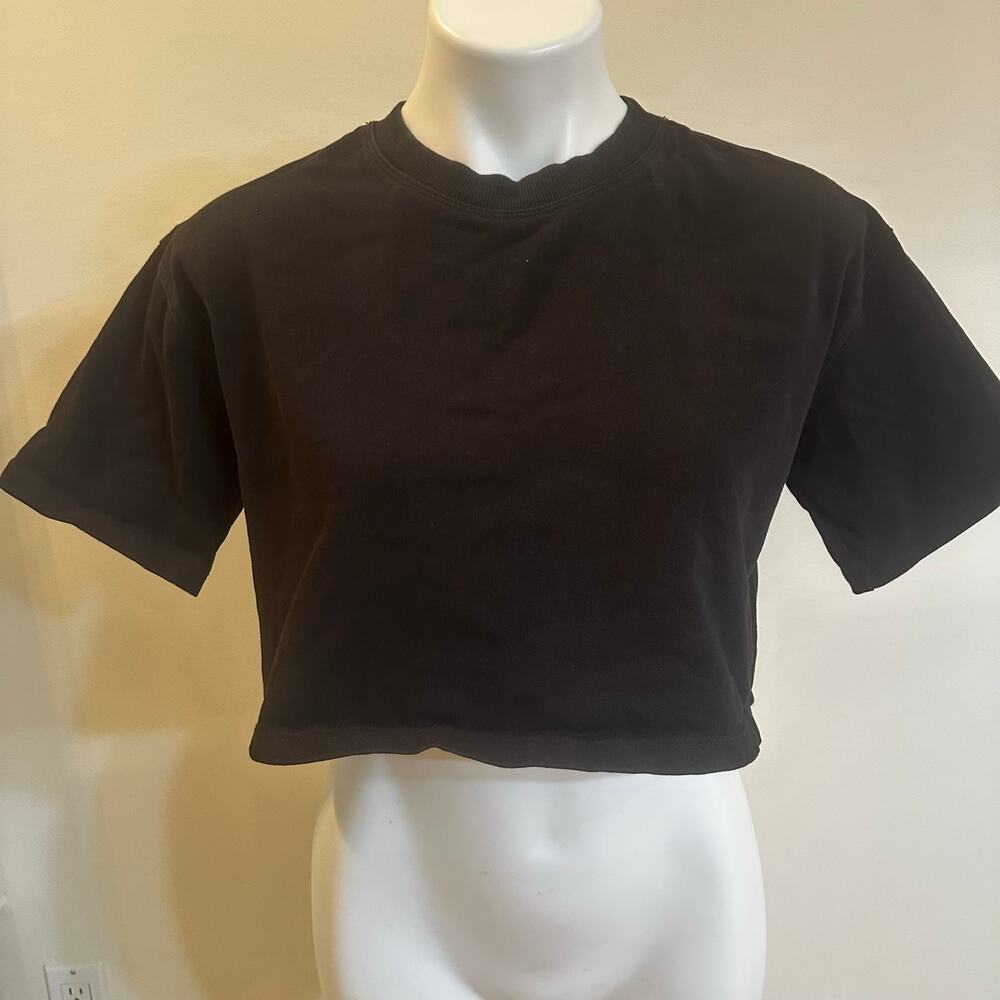 Zara Black Cropped Top sz S Short sleeve tee